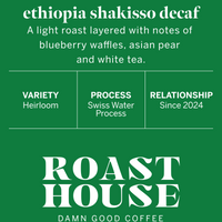 Ethiopia Shakisso Decaf, Swiss Water Process