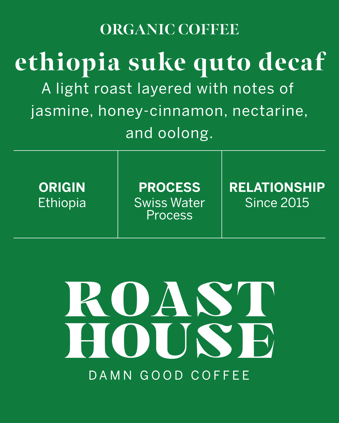 Ethiopia Suke Quto Decaf, Swiss Water Process